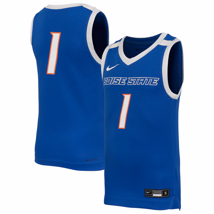 Youth Nike #1 Royal Boise State Broncos Replica Basketball Jersey - ujerseystore