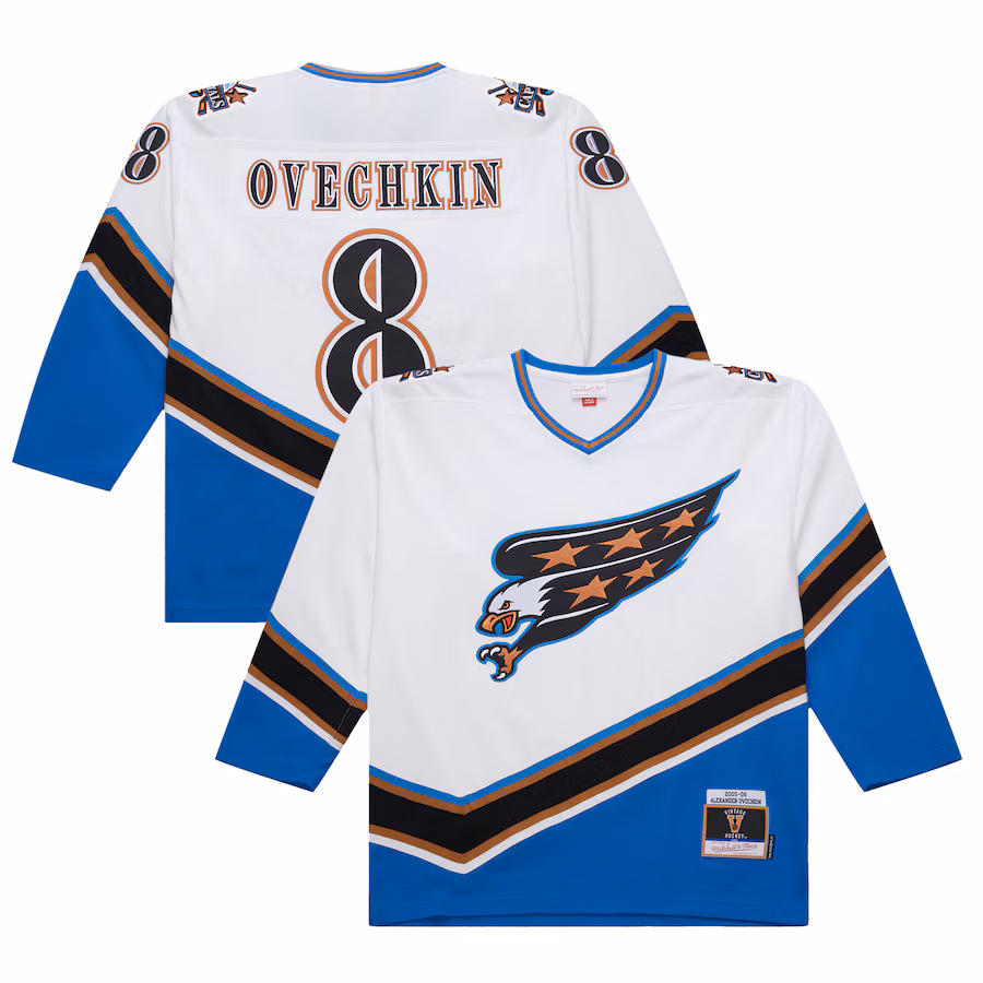 Men's Washington Capitals Alexander Ovechkin White 2005-06 Power Play Jersey - ujerseystore