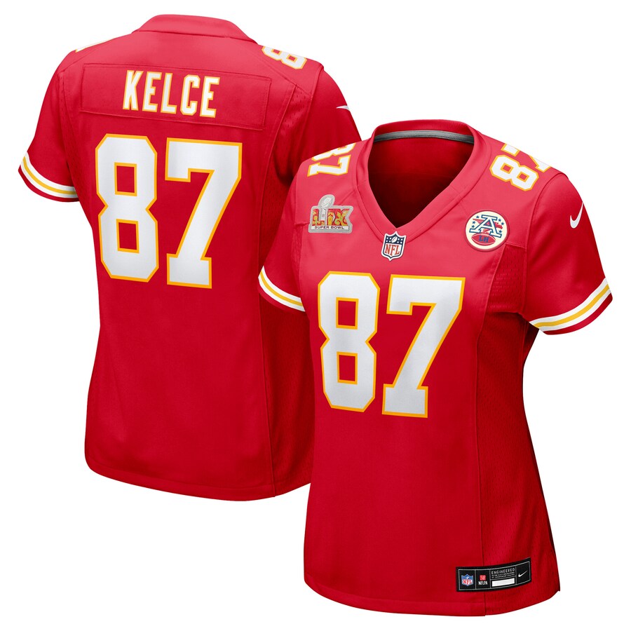Women's Kansas City Chiefs Travis Kelce Nike Red Super Bowl LIX Game Jersey - ujerseystore