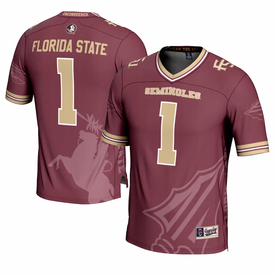 #1 Florida State Seminoles GameDay Greats Youth Icon Print Football Fashion Jersey - Garnet - ujerseystore
