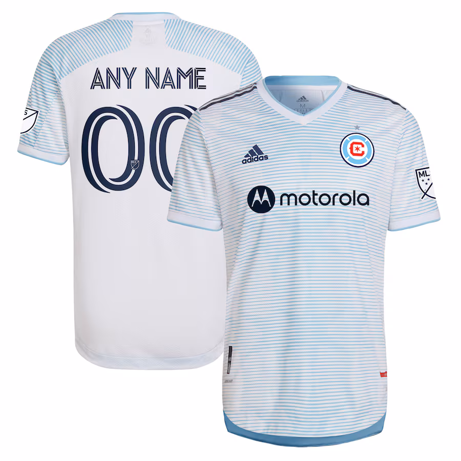Men's Chicago Fire adidas White 2022 Lakefront Kit Authentic Custom Jersey - ujerseystore
