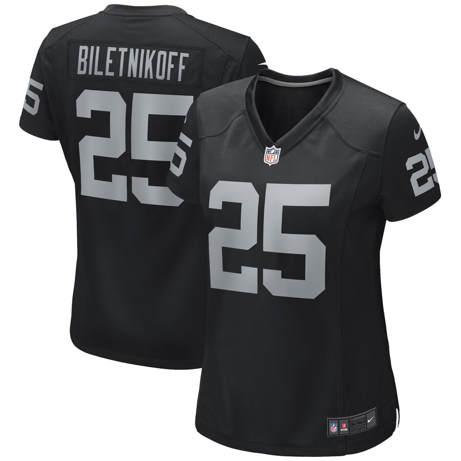 Women's Las Vegas Raiders Fred Biletnikoff Nike Black Game Retired Player Jersey - ujerseystore