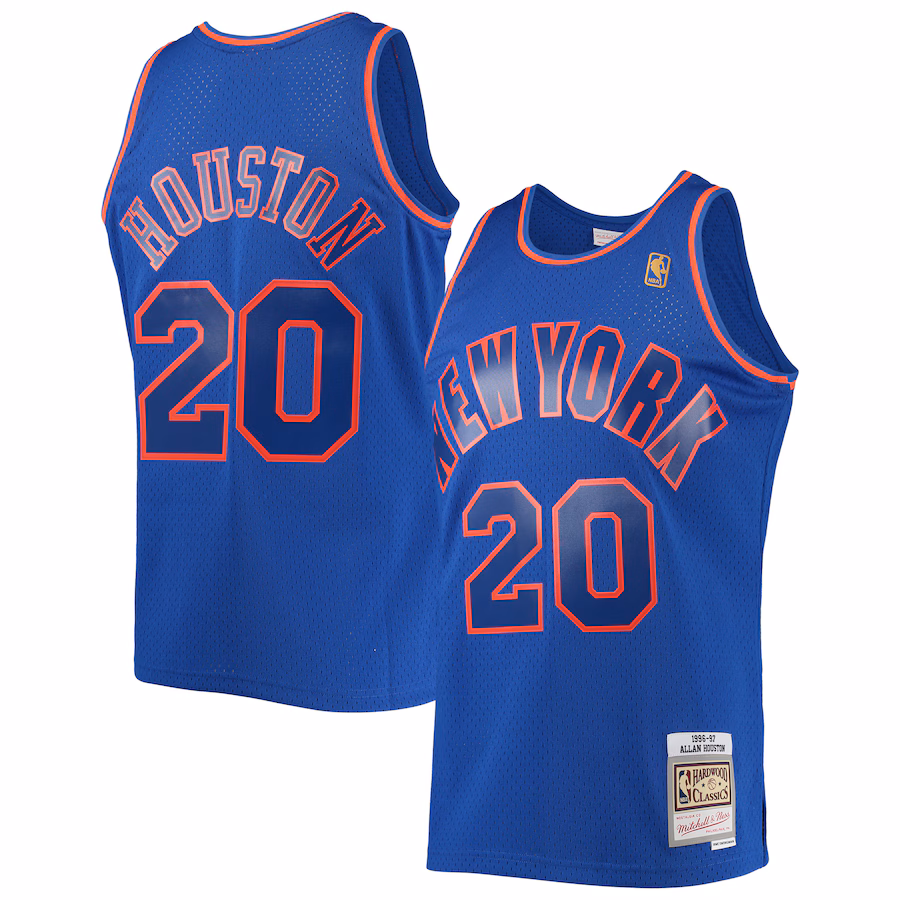 Men's New York Knicks Allan Houston Mitchell & Ness Blue 1996/97 Throwback Dark Swingman Jersey - ujerseystore