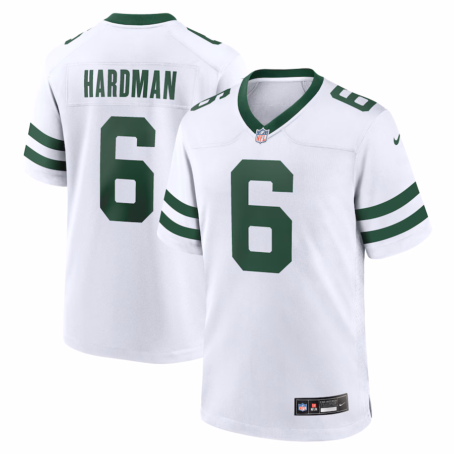 Men's New York Jets Mecole Hardman Nike White Legacy Player Game Jersey - ujerseystore
