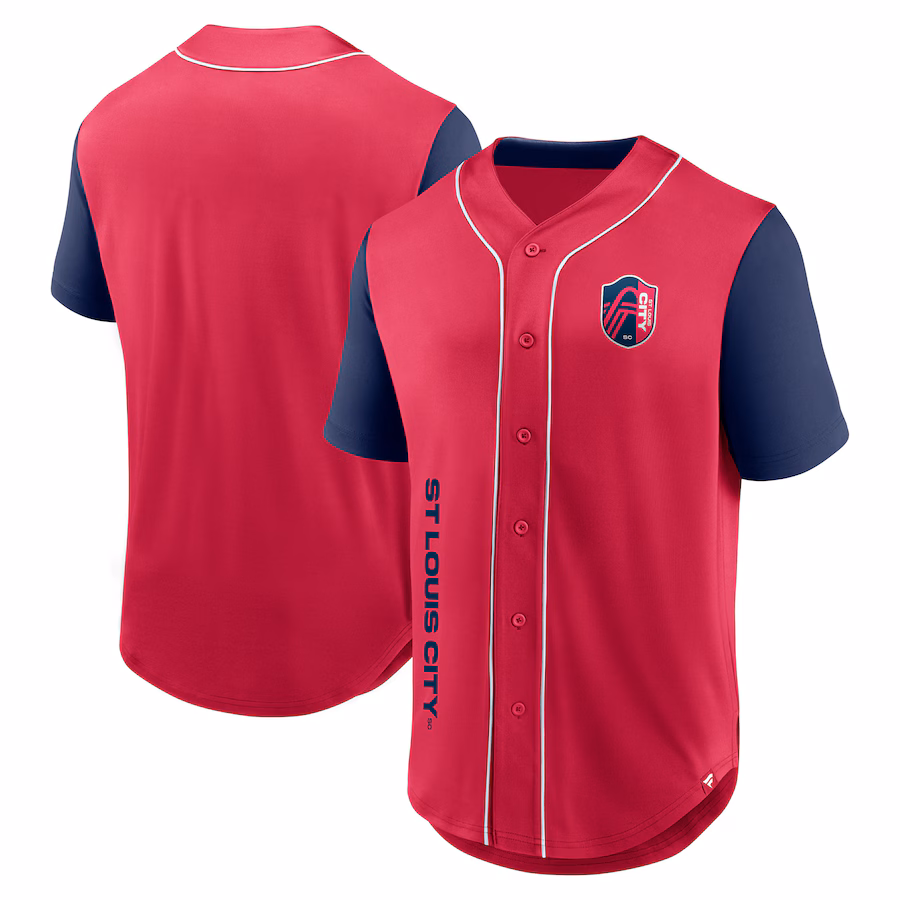 Men's St. Louis City SC Fanatics Red Balance Fashion Baseball Jersey - ujerseystore