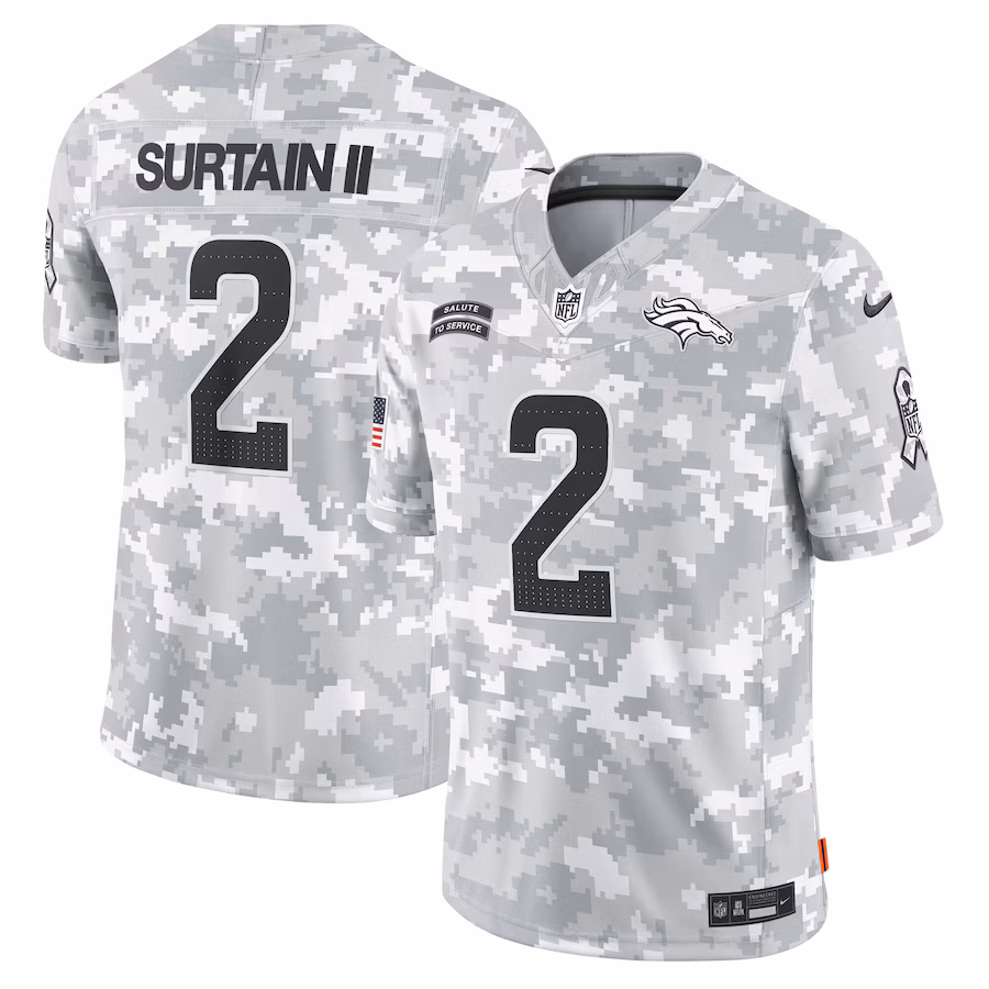 Men's Denver Broncos Patrick Surtain II Nike Arctic Camo 2024 Salute to Service Limited Jersey - ujerseystore