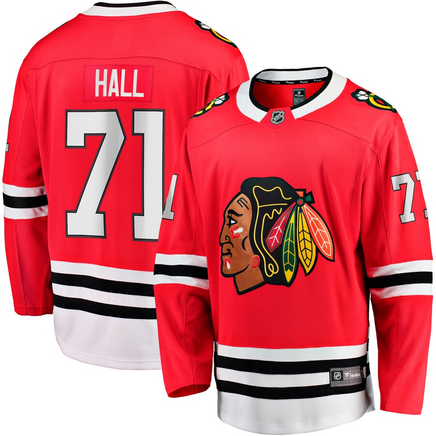 Men's Chicago Blackhawks Taylor Hall Fanatics Branded Red Home Breakaway Player Jersey - ujerseystore