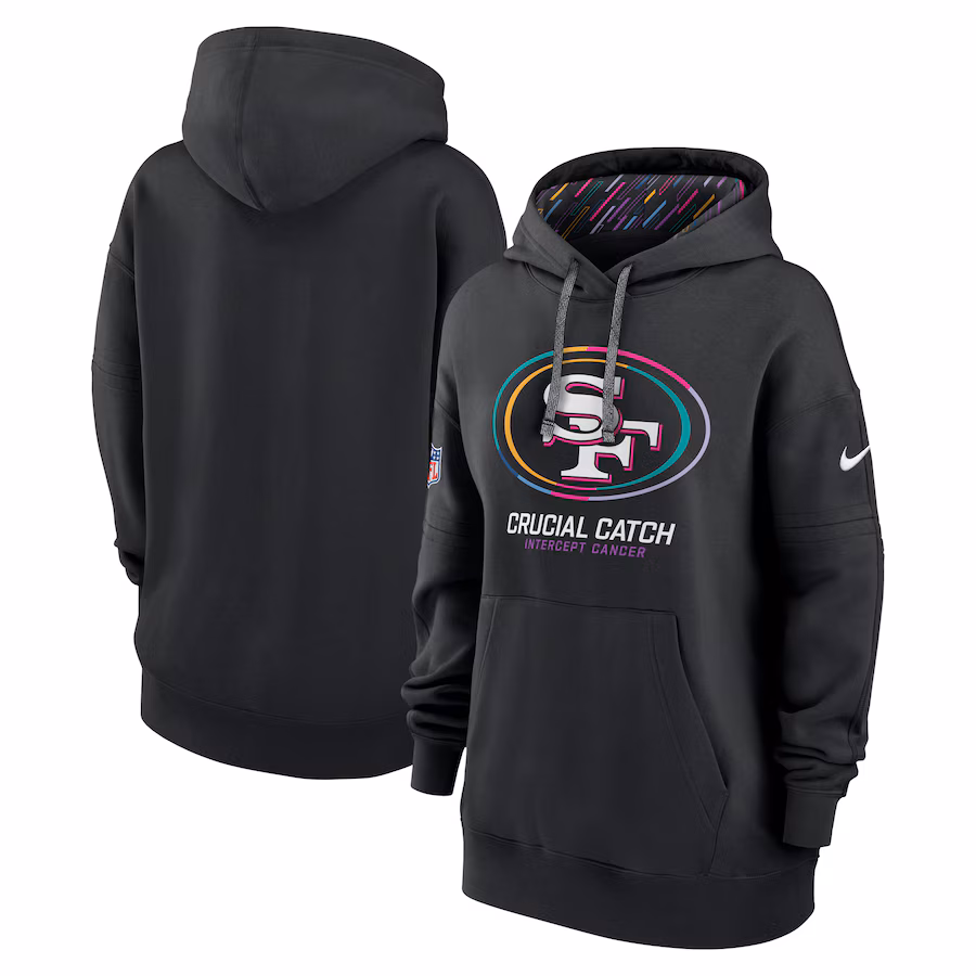 Women's San Francisco 49ers  Nike Black 2024 NFL Crucial Catch Club Pullover Hoodie - ujerseystore