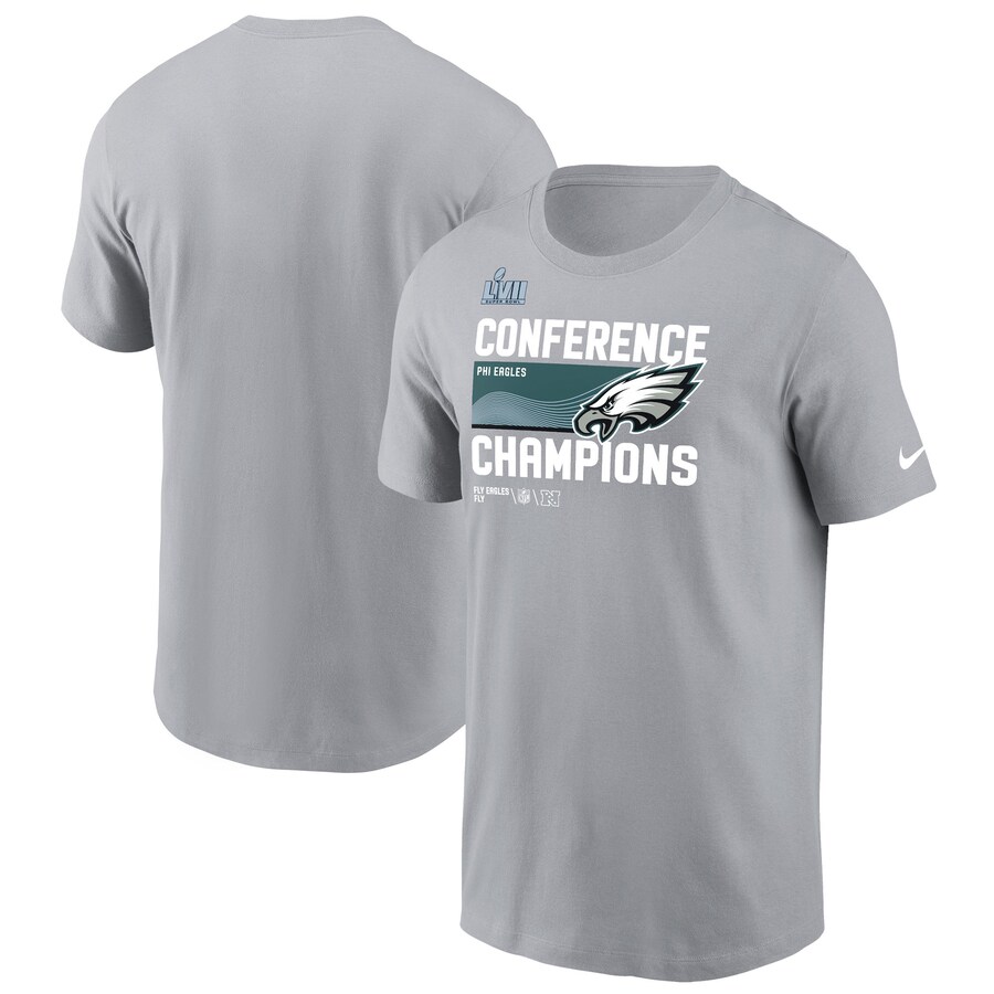 Men's Philadelphia Eagles Nike Gray 2022 NFC Champions Locker Room Trophy Collection T-Shirt - ujerseystore