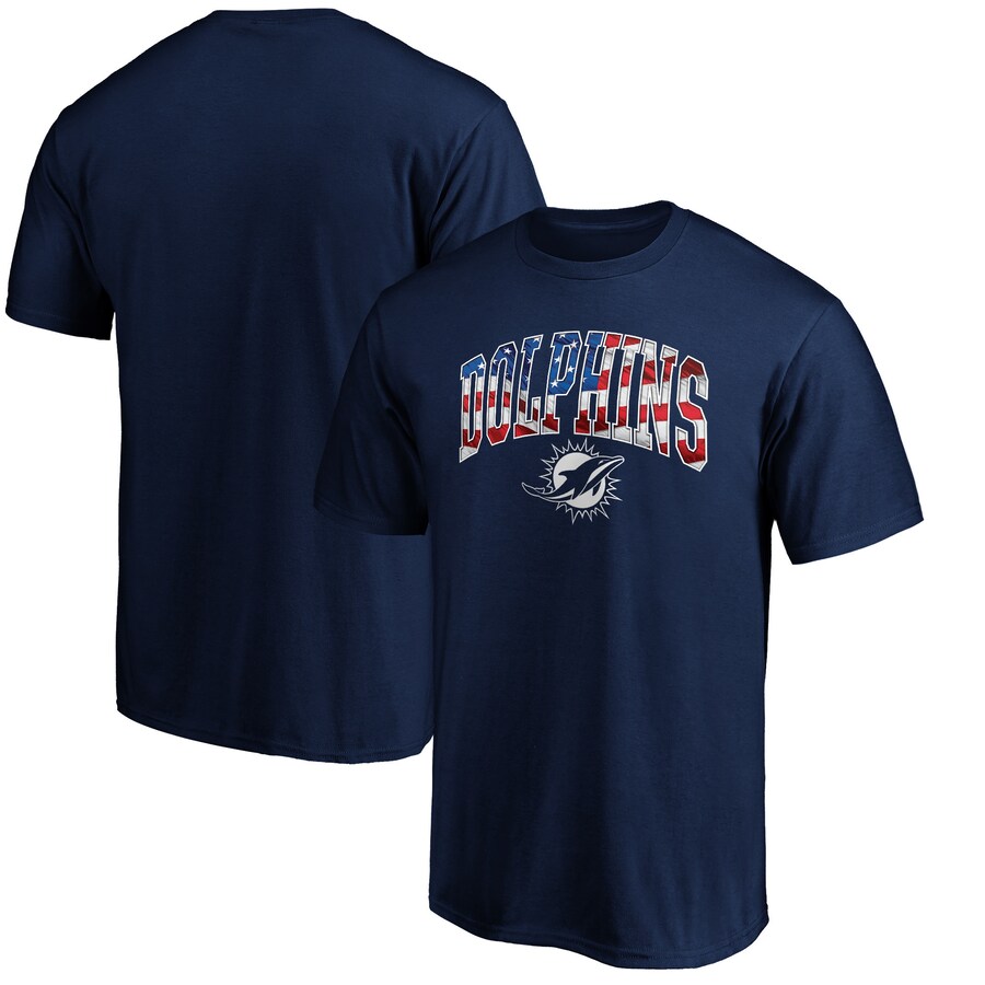 Men's Miami Dolphins Navy Banner Wave Logo T-Shirt - ujerseystore
