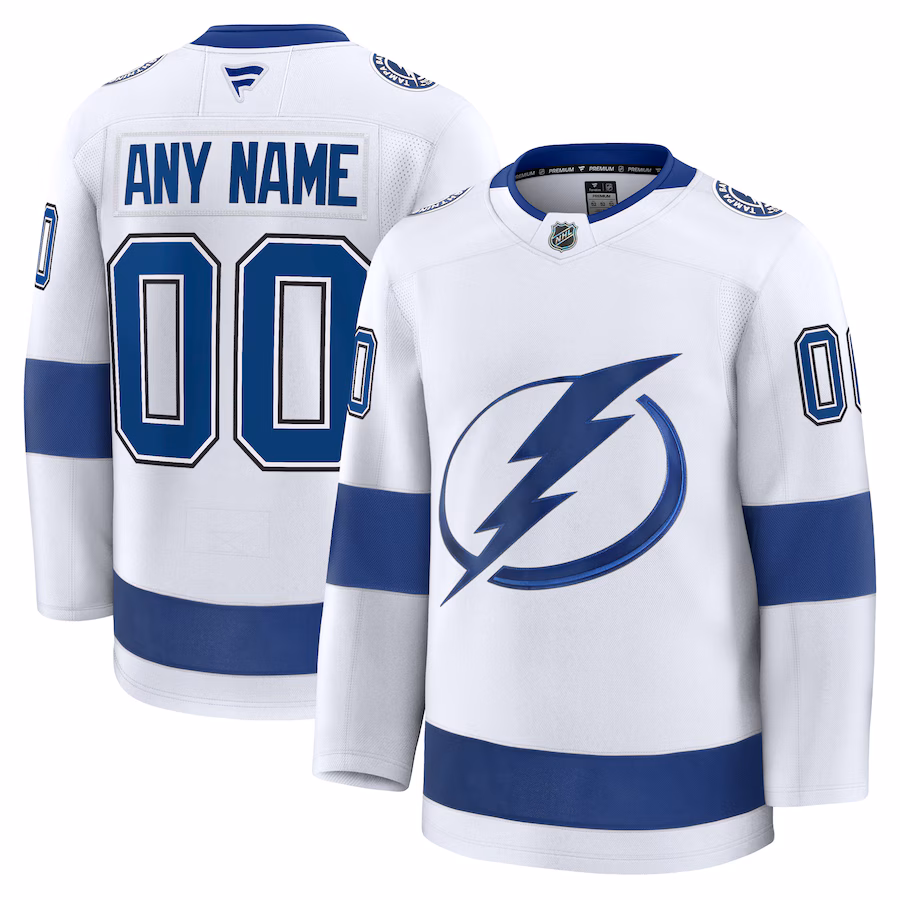 Men's Tampa Bay Lightning Fanatics White Away Premium Custom Jersey - ujerseystore