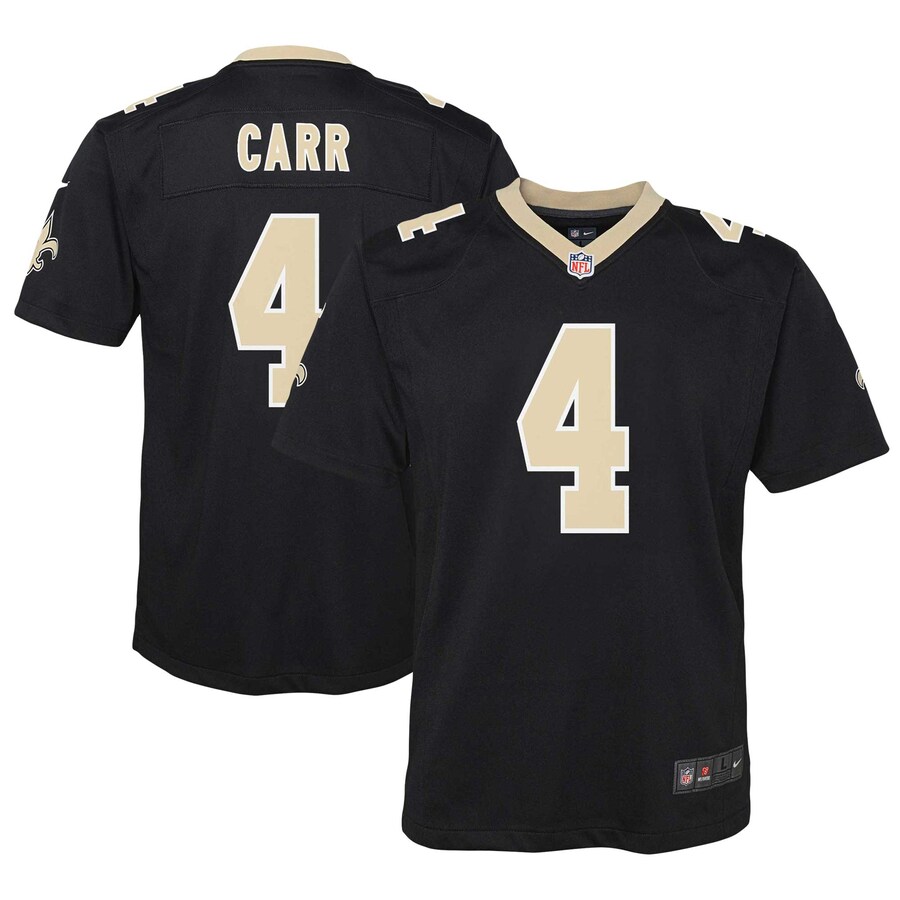 Youth New Orleans Saints Derek Carr Nike Black Game Jersey - ujerseystore