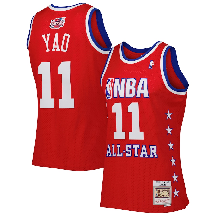 Men's Western Conference Yao Ming Mitchell & Ness Red 2003 All Star Game Swingman Jersey - ujerseystore