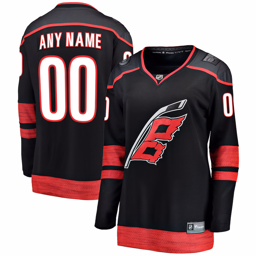 Women's Carolina Hurricanes Fanatics Black Home Breakaway Custom Jersey - ujerseystore