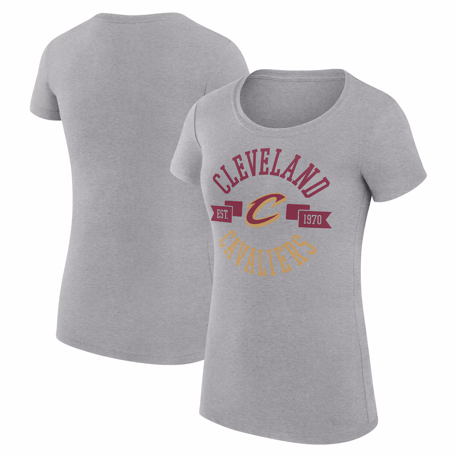Women's Cleveland Cavaliers G-III 4Her by Carl Banks Heather Gray Large City Logo Fitted T-Shirt - ujerseystore