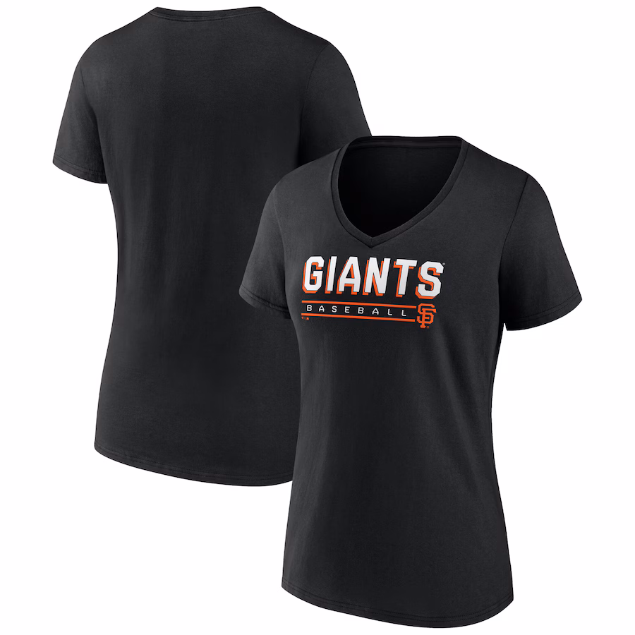 Women's San Francisco Giants Fanatics Black V-Neck T-Shirt - ujerseystore