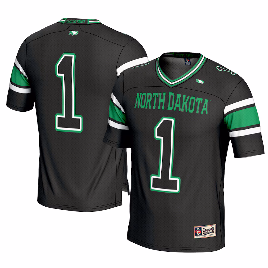 Men's GameDay Greats #1 Black North Dakota Football Jersey - ujerseystore