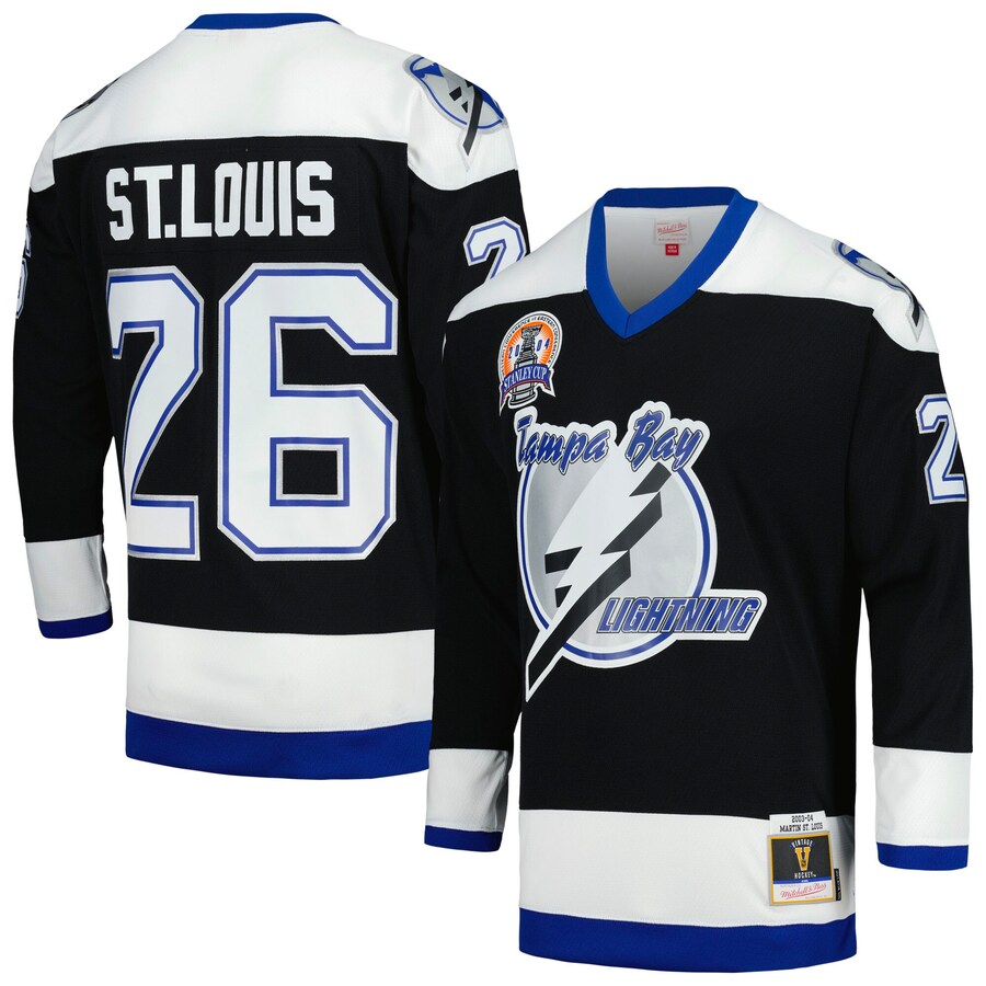 Men's Tampa Bay Lightning Martin St. Louis Mitchell & Ness Black 2003 Blue Line Player Jersey - ujerseystore