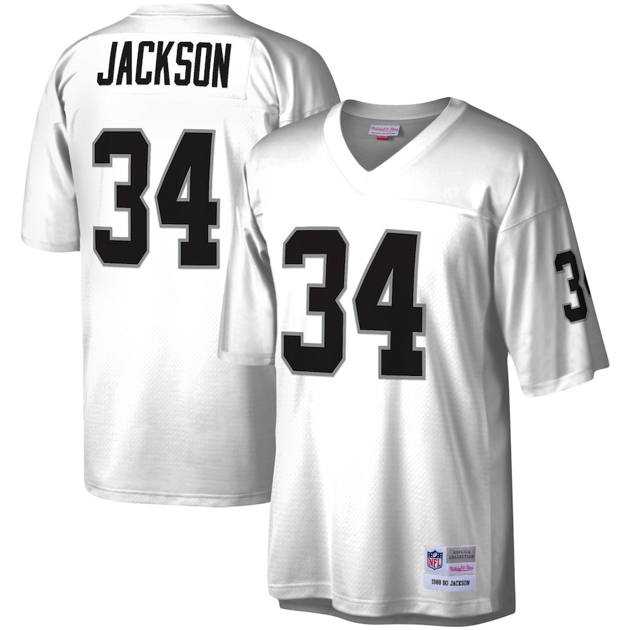 Men's Las Vegas Raiders Bo Jackson Mitchell & Ness White Legacy Replica Jersey - ujerseystore