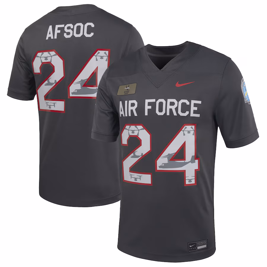 Men's Nike Anthracite Air Force Falcons Special Operations Command Alternate Game Jersey - ujerseystore