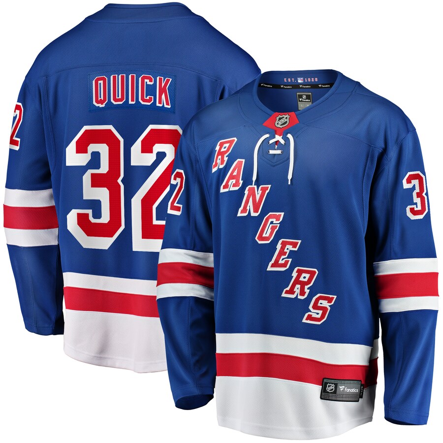 Men's New York Rangers Jonathan Quick Fanatics Branded Blue Home Breakaway Jersey - ujerseystore