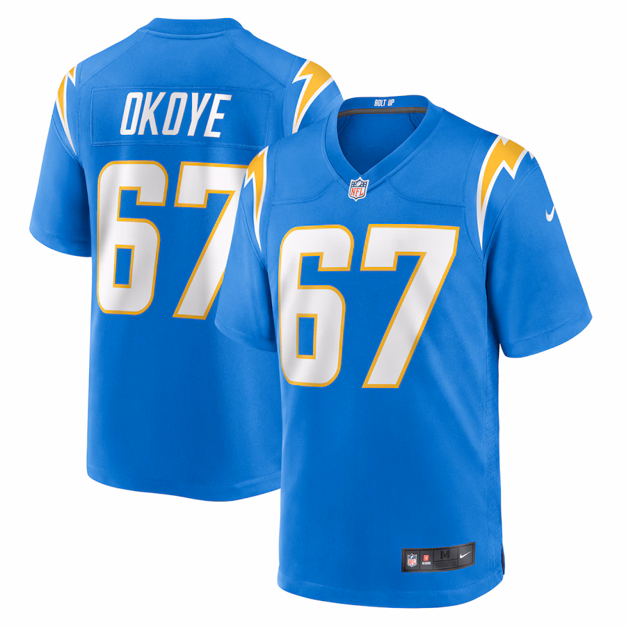 Men's Los Angeles Chargers CJ Okoye Nike  Powder Blue Team Game Jersey - ujerseystore
