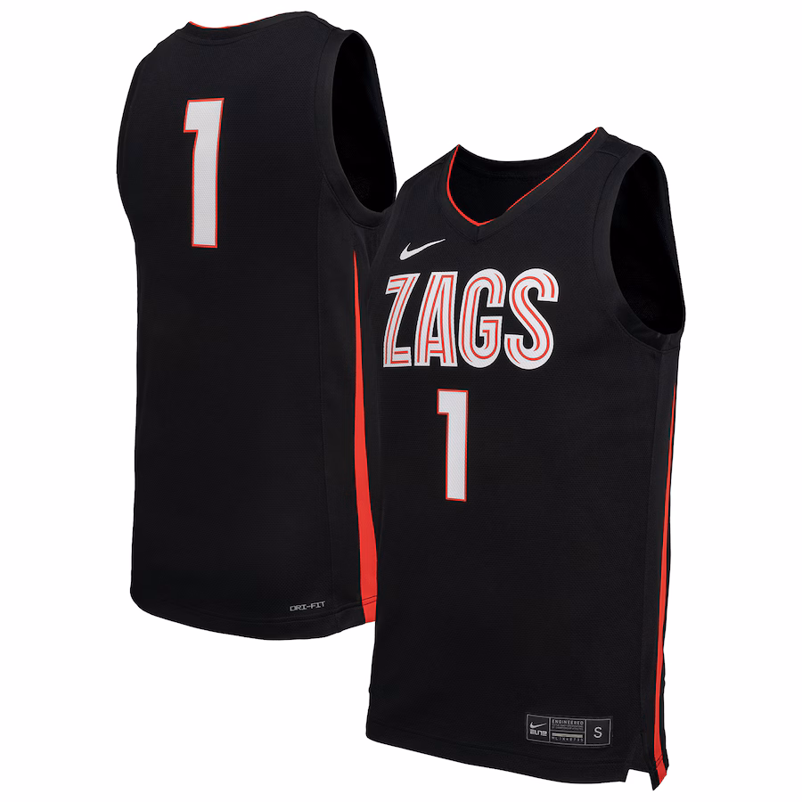 Men's Nike  Black Gonzaga Bulldogs  Replica Basketball Jersey - ujerseystore