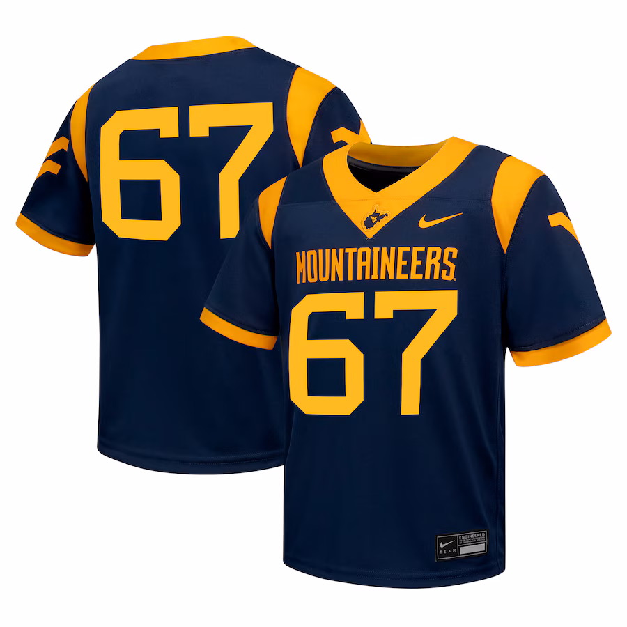 Youth Nike #67 Navy West Virginia Mountaineers Untouchable Football Jersey - ujerseystore