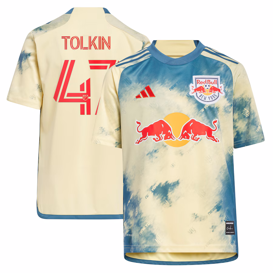 Youth New York Red Bulls John Tolkin adidas Yellow 2023 Daniel Patrick Kit Replica Jersey - ujerseystore