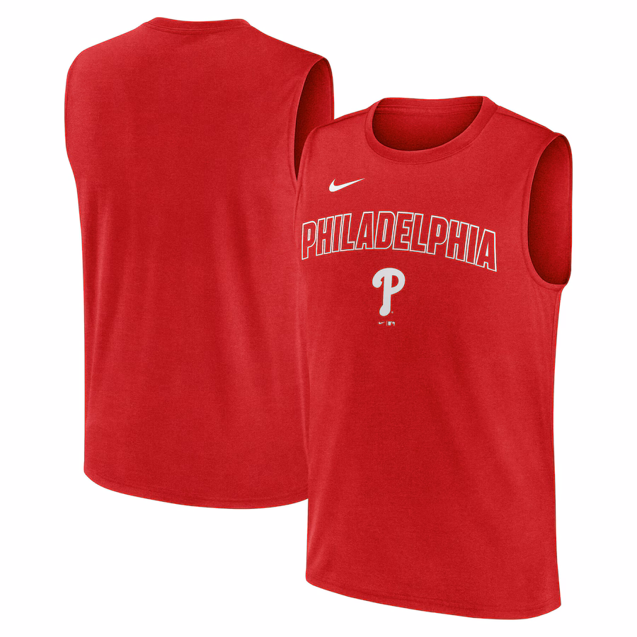 Men's Philadelphia Phillies Nike Red Knockout Performance Muscle Tank Top - ujerseystore