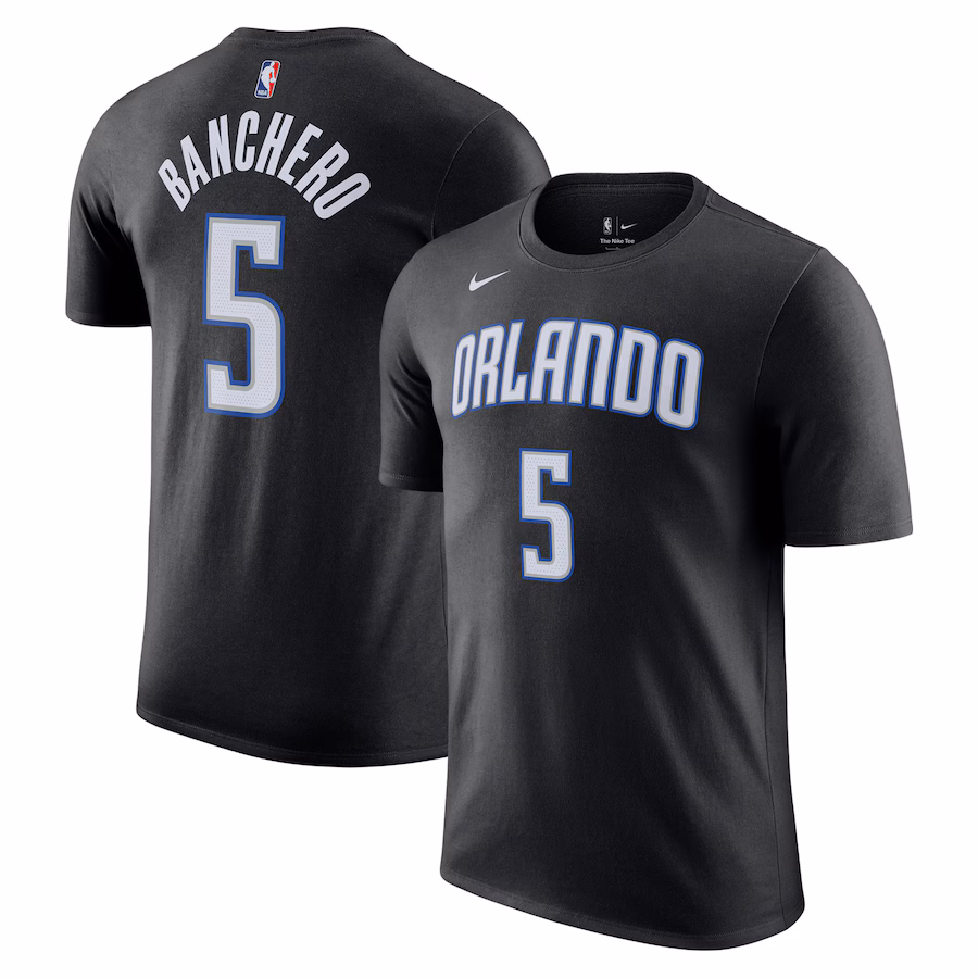 Men's Orlando Magic Paolo Banchero Nike Black Icon 2022/23 Name & Number T-Shirt - ujerseystore