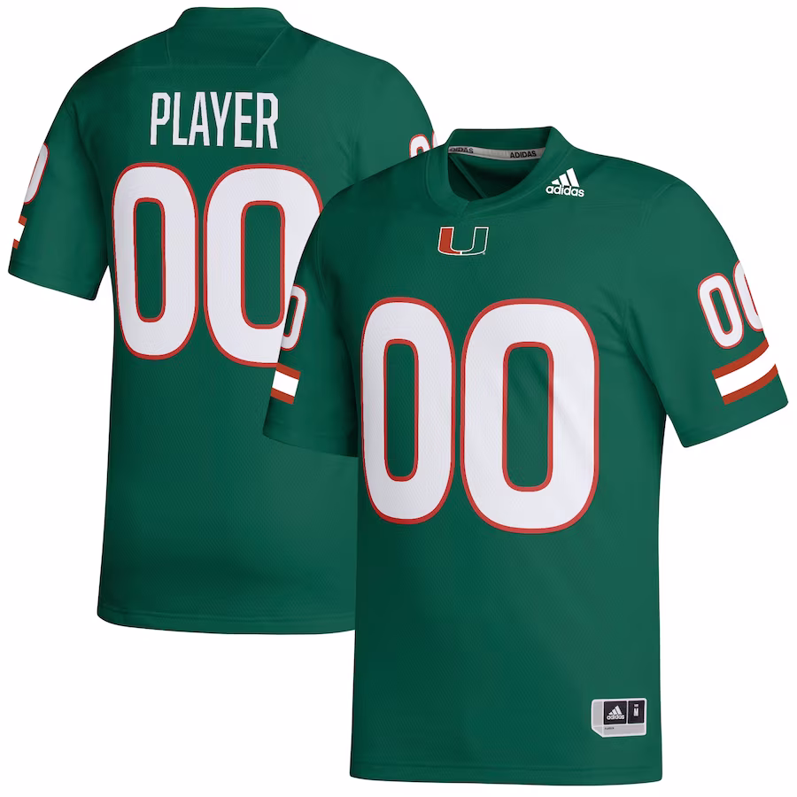 Miami Hurricanes adidas Pick-A-Player NIL Replica Football Jersey - Green - ujerseystore