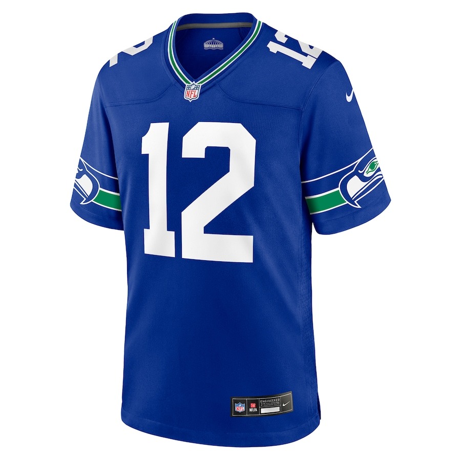 Men's Seattle Seahawks 12s Nike Royal Throwback Player Game Jersey - ujerseystore