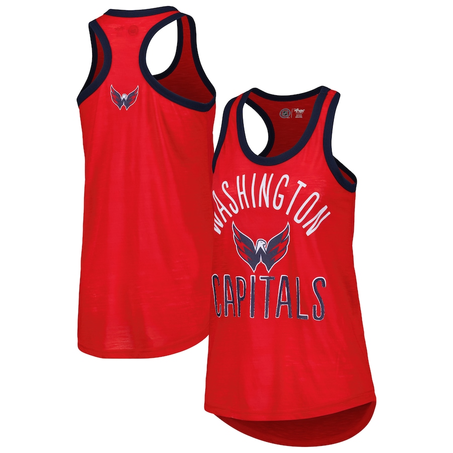 Women's Washington Capitals G-III 4Her by Carl Banks Red First Base Racerback Scoop Neck Tank Top - ujerseystore