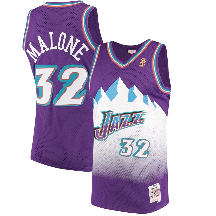 Men's Utah Jazz Karl Malone Mitchell & Ness Purple 1996/97 Hardwood Classics Swingman Jersey - ujerseystore