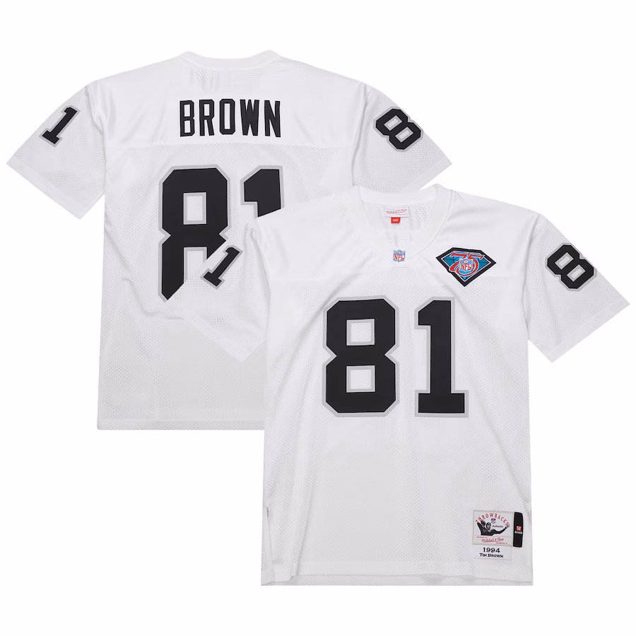 Men's Las Vegas Raiders 1994 Tim Brown Mitchell & Ness White Authentic Throwback Retired Player Jersey - ujerseystore