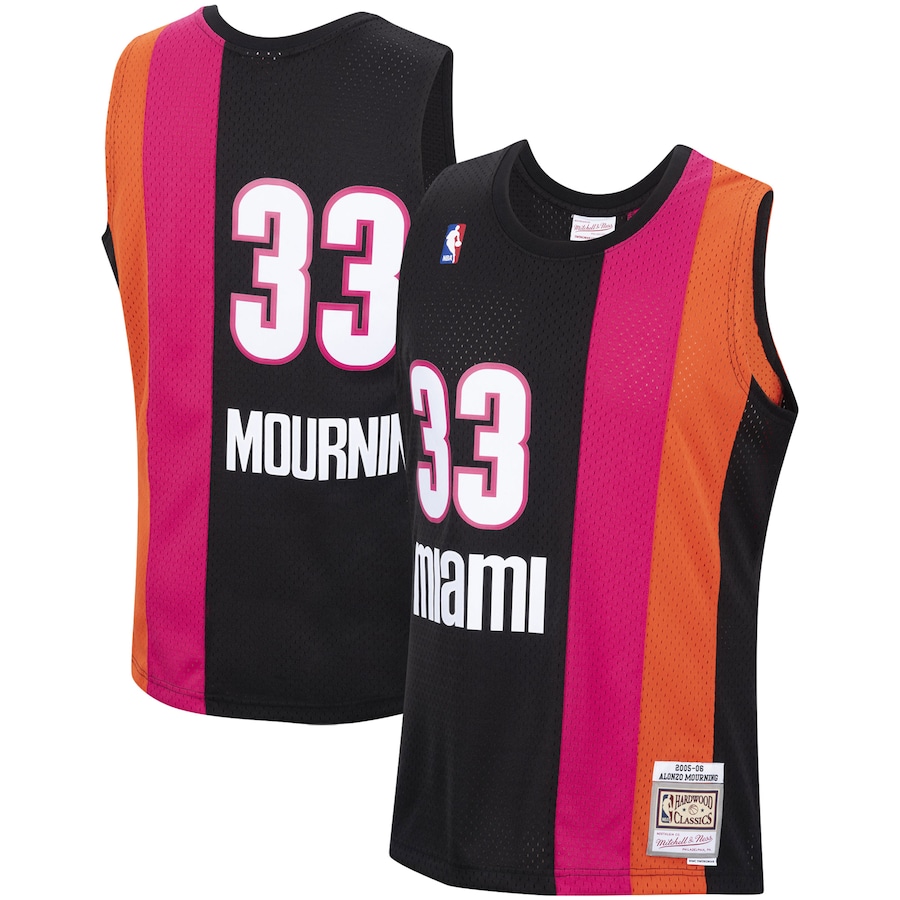 Men's Miami Heat Alonzo Mourning Mitchell & Ness Black 2005/2006 Hardwood Classics Swingman Jersey - ujerseystore