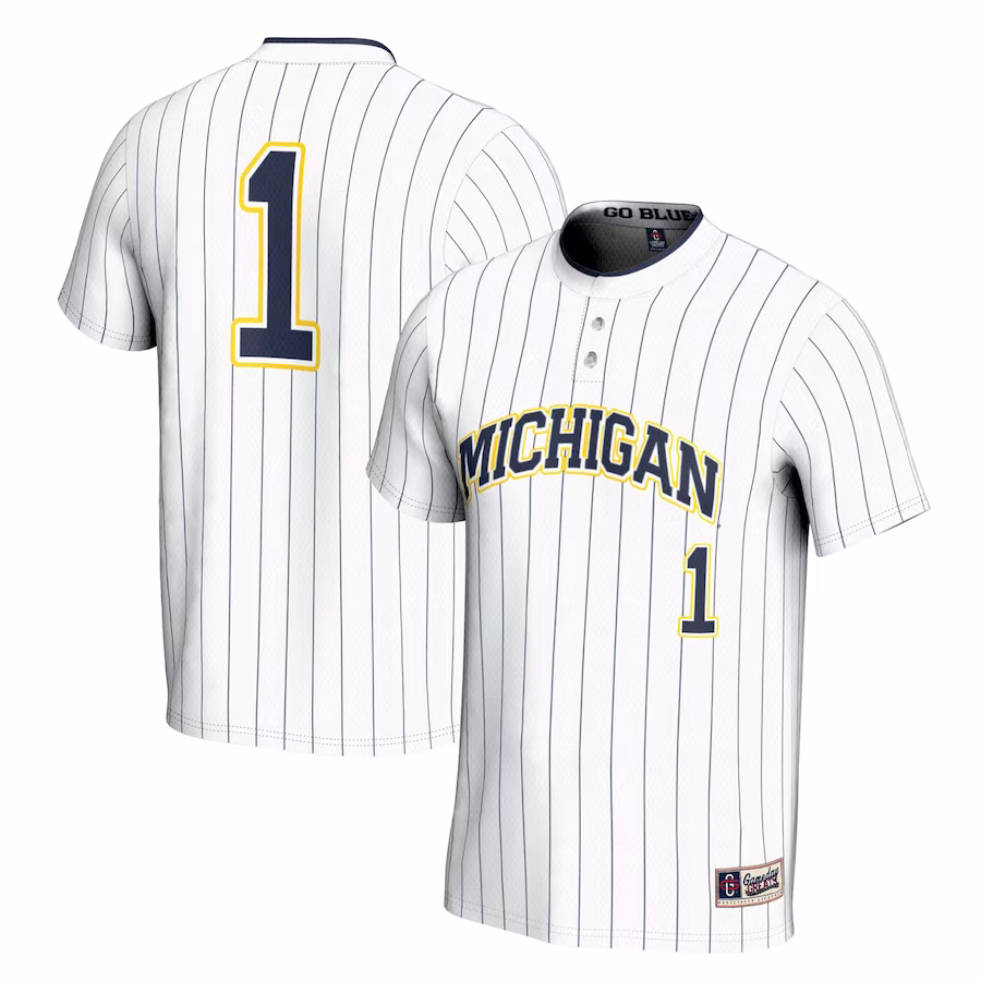 #1 Michigan Wolverines GameDay Greats Youth Lightweight Softball Jersey - White - ujerseystore