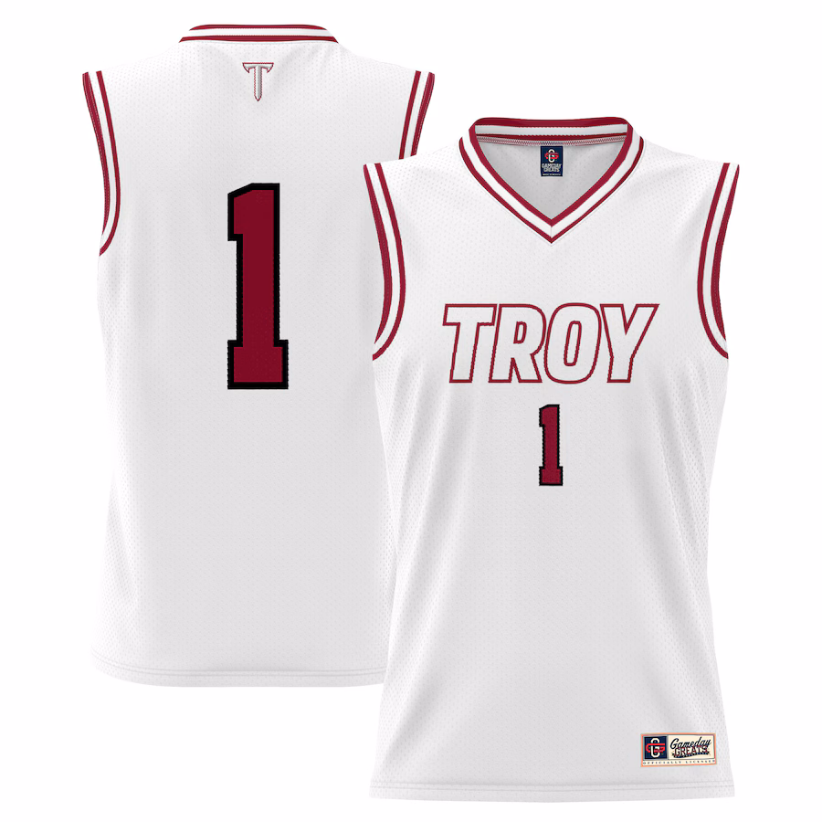Youth GameDay Greats #1 White Troy University Trojans Lightweight Basketball Jersey - ujerseystore