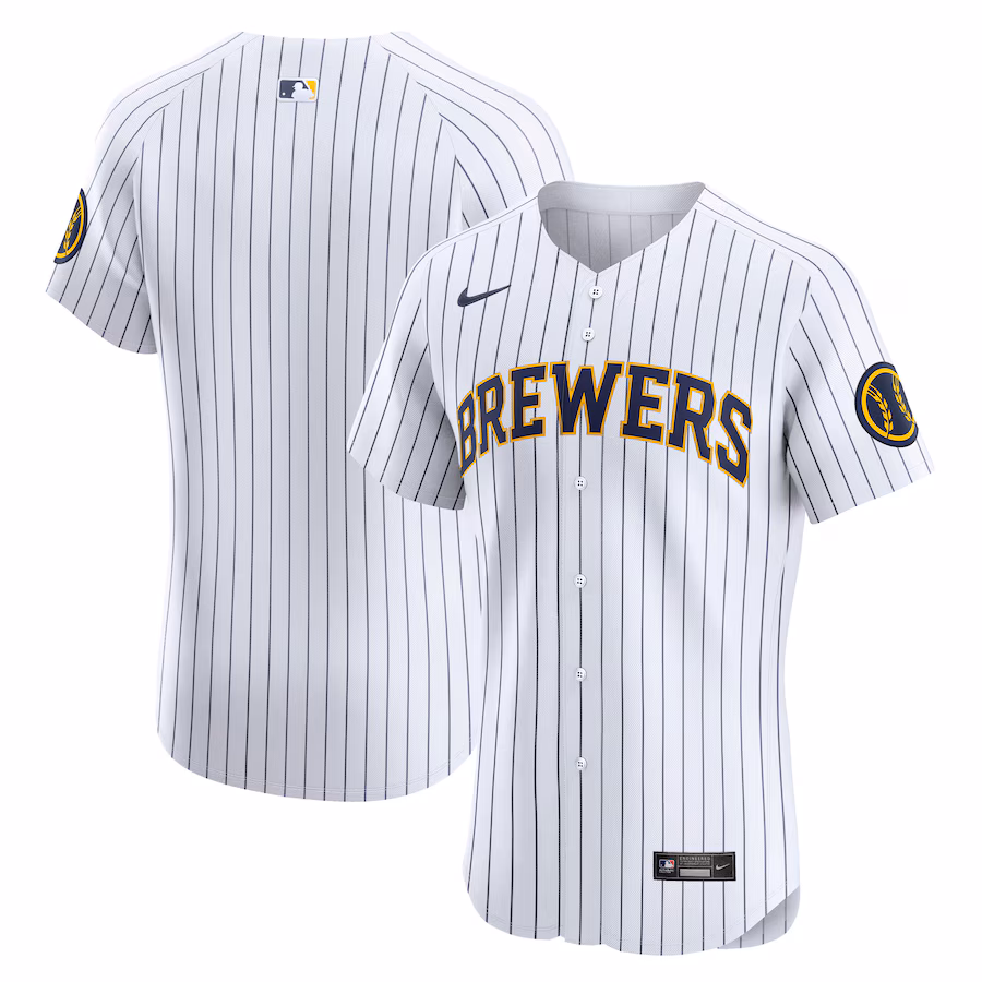 Men's Milwaukee Brewers Nike White Alternate Vapor Premier Elite Patch Jersey - ujerseystore
