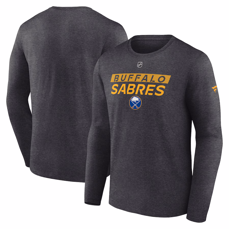 Men's Buffalo Sabres Fanatics Heather Charcoal Authentic Pro Core Primary Long Sleeve T-Shirt - ujerseystore
