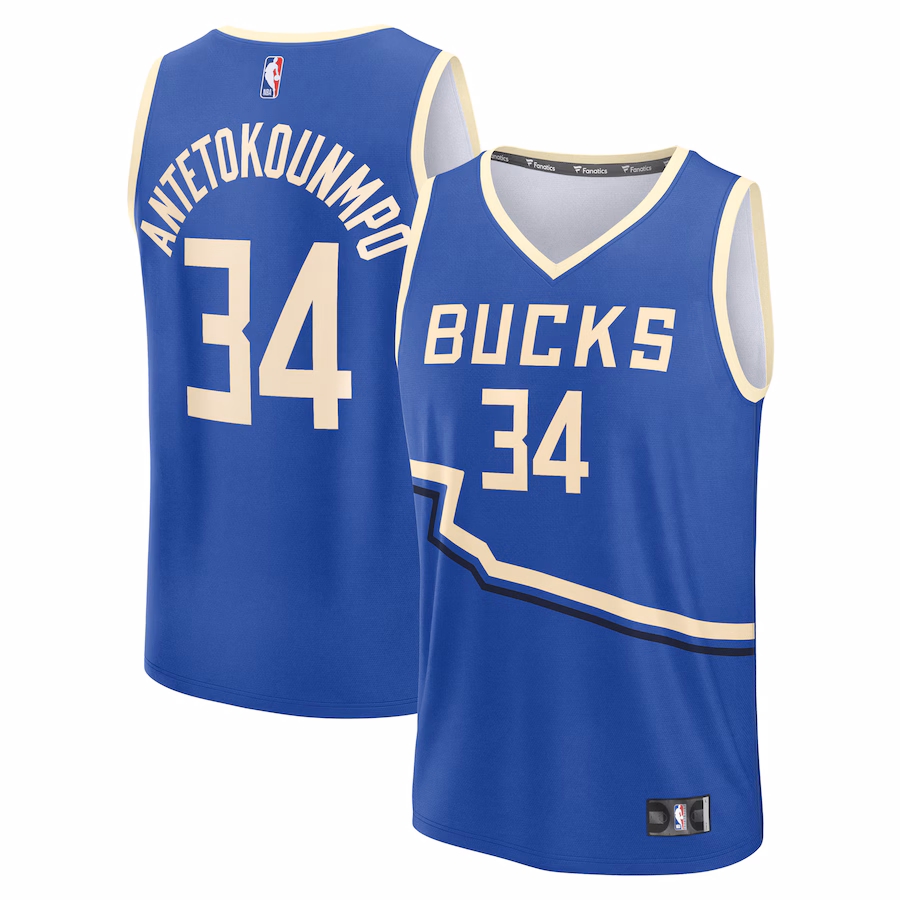 Youth Milwaukee Bucks Giannis Antetokounmpo Fanatics Royal 2024/25 Fast Break Player Jersey - City Edition - ujerseystore