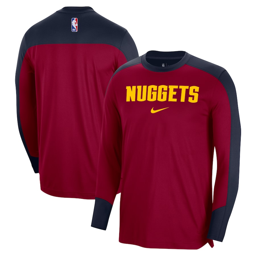 Men's Denver Nuggets Nike Red 2024/25 Authentic Pre-Game Legend Long Sleeve Shooting Shirt - ujerseystore