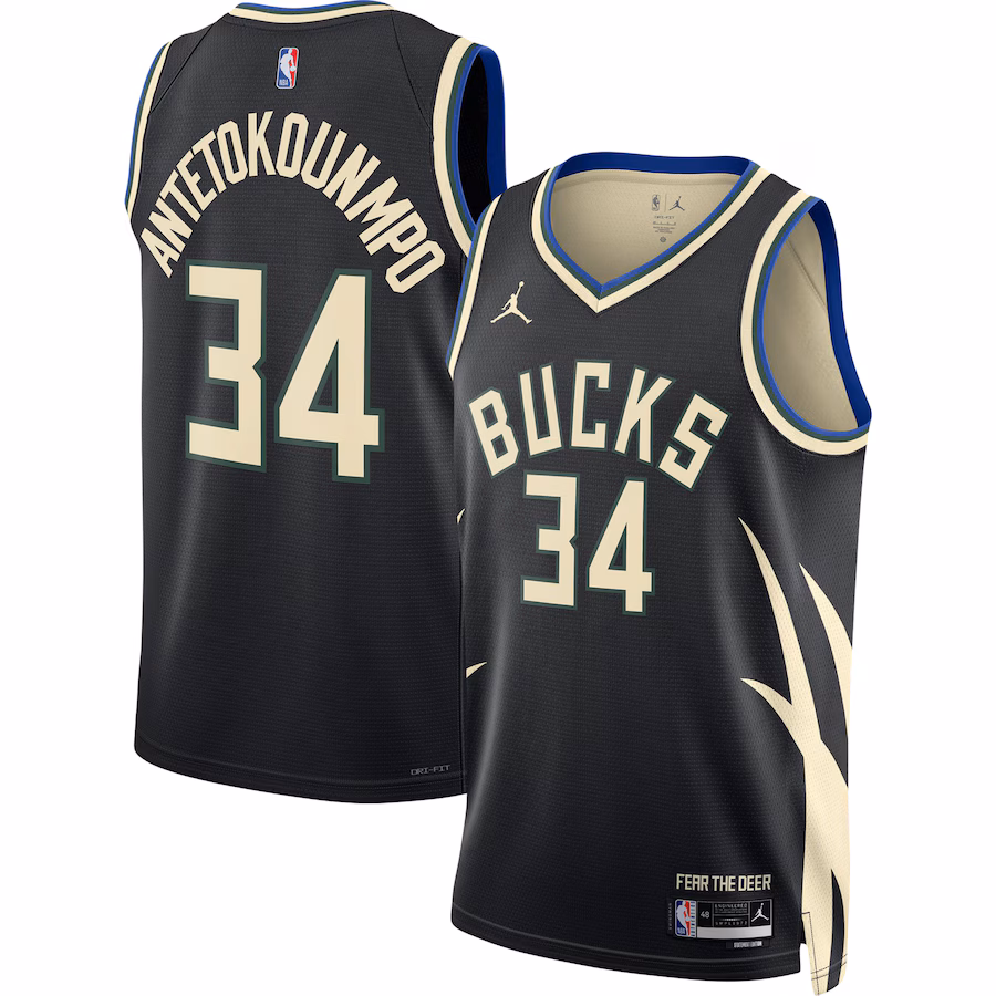 Unisex Milwaukee Bucks Giannis Antetokounmpo Jordan Brand Black Swingman Jersey - Statement Edition - ujerseystore