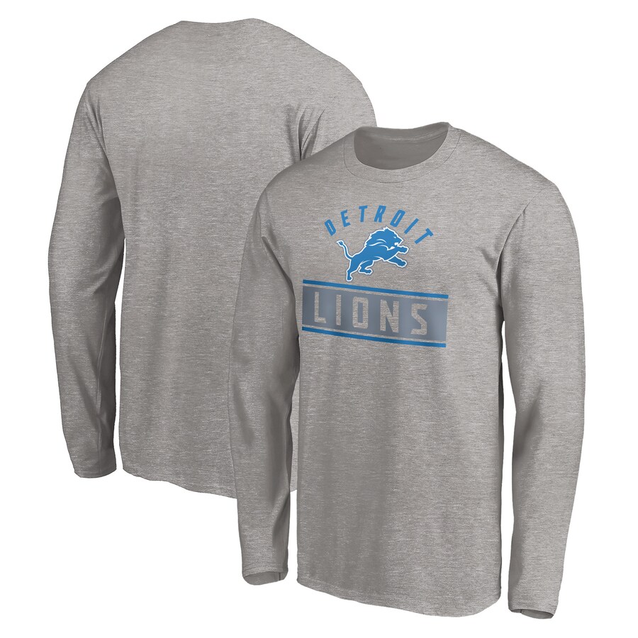 Men's Detroit Lions Heather Gray Team Arch Knockout Long Sleeve T-Shirt - ujerseystore