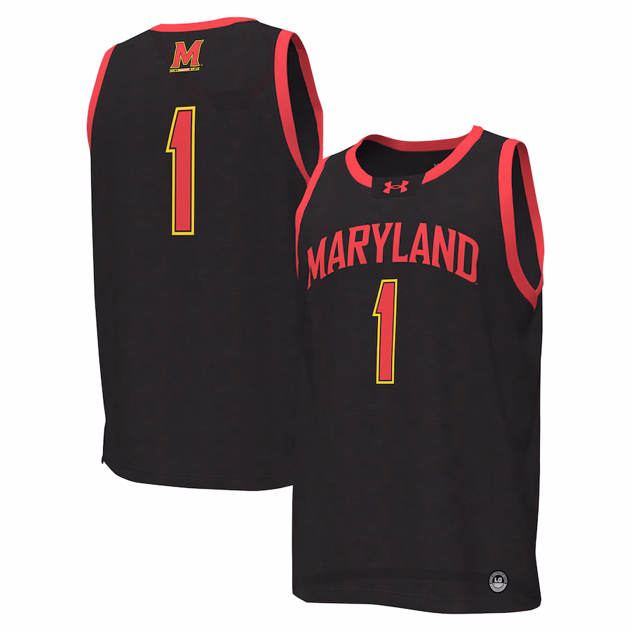 Men's Under Armour #1 Black Maryland Terrapins Replica Basketball Jersey - ujerseystore