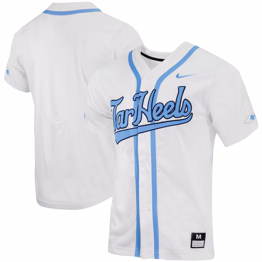 Men's Nike White North Carolina Tar Heels Replica Full-Button Baseball Jersey - ujerseystore