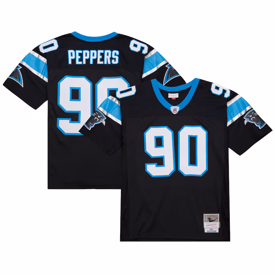 Men's Carolina Panthers Julius Peppers Mitchell & Ness Black  Legacy Replica Jersey - ujerseystore