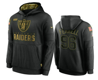 Men's Las Vegas Raiders #96 Clelin Ferrell Black 2020 Salute To Service Sideline Performance Pullover Hoodie - ujerseystore