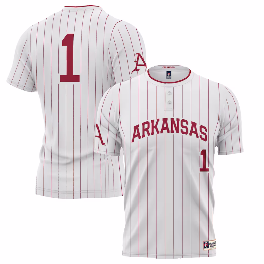 #1 Arkansas Razorbacks GameDay Greats Unisex Lightweight Softball Jersey - White - ujerseystore